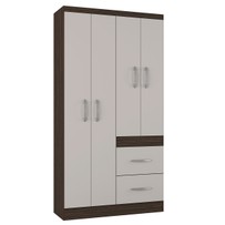 Guarda-Roupa Solteiro Milão 4 Portas 2 Gavetas Chocolate/Off White - Poquema