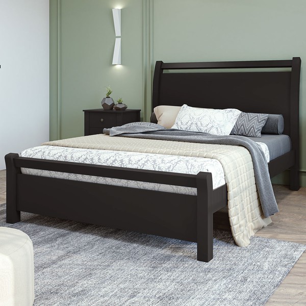 Cama de Casal Reali 100% Mdf Preto Fosco - Móveis Lopas