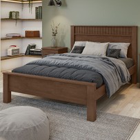 Cama de Casal Athenas Imbuia Clean - Móveis Lopas