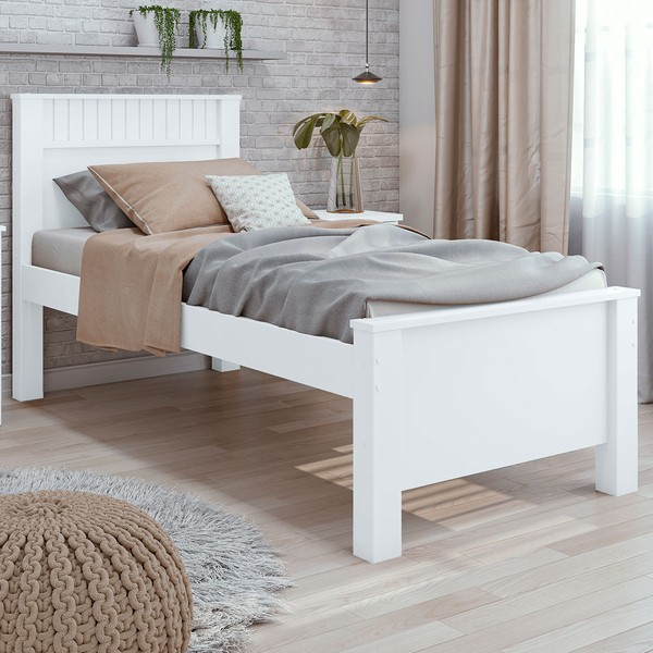 Cama Solteiro Athenas Branco - Móveis Lopas