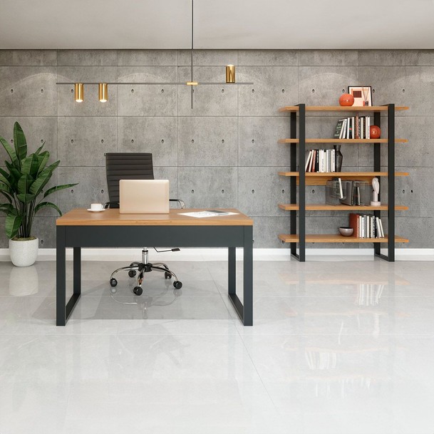 Conjunto Sala de Jantar Mesa Lisboa Base Hexagonal com 6 Cadeiras Tela Sintética Freijó/Bege Claro Rústico