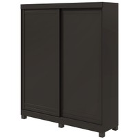 Guarda-Roupa Solteiro Lani 2 Portas 2 Gavetas Preto Fosco/Amêndoa - Móveis Lopas