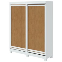 Guarda-Roupa Solteiro Lani 2 Portas 2 Gavetas  Branco/Amêndoa Clean - Móveis Lopas