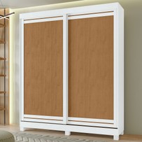 Guarda-Roupa Solteiro Lani 2 Portas 2 Gavetas  Branco/Amêndoa Clean - Móveis Lopas