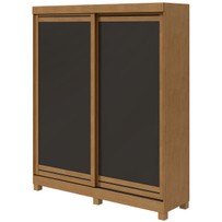 Guarda-Roupa Solteiro Lani 2 Portas 2 Gavetas Amêndoa/Preto Fosco - Móveis Lopas