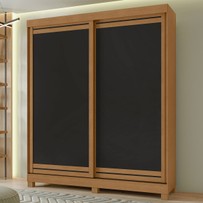 Guarda-Roupa Solteiro Lani 2 Portas 2 Gavetas Amêndoa/Preto Fosco - Móveis Lopas