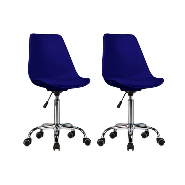 Cadeiras Kit 2 Cadeiras para Escritório Eames Chicago Azul - Fratini