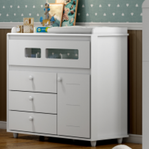 Cômoda Aquarela 1 Porta 4 Gavetas Branco - Henn