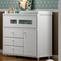 Cômoda Aquarela 1 Porta 4 Gavetas Branco - Henn