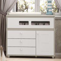 Cômoda Aquarela 1 Porta 4 Gavetas Cristal/Branco - Henn