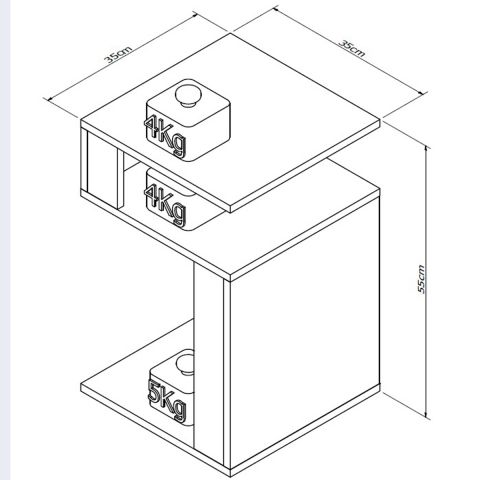 Mesa de Canto Mes4001 Nogueira/Preto - Appunto