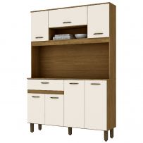 Cozinha Compacta 7 Portas 1 Gaveta B114 Nature/Off White - Briz
