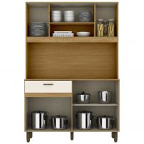 Cozinha Compacta 7 Portas 1 Gaveta B114 Nature/Off White - Briz