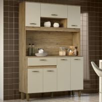 Cozinha Compacta 7 Portas 1 Gaveta B114 Rústico/Cristal - Briz