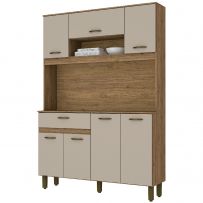 Cozinha Compacta 7 Portas 1 Gaveta B114 Rústico/Cristal - Briz