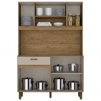 Cozinha Compacta 7 Portas 1 Gaveta B114 Rústico/Cristal - Briz