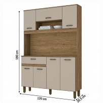 Cozinha Compacta 7 Portas 1 Gaveta B114 Rústico/Cristal - Briz