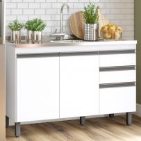 Balcão de Cozinha 3 Portas 2 Gavetas Branco B103 - Briz