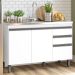 Balcão de Cozinha 3 Portas 2 Gavetas Branco B103 - Briz