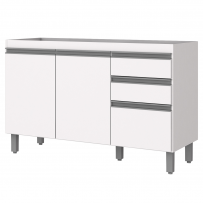 Balcão de Cozinha 3 Portas 2 Gavetas Branco B103 - Briz