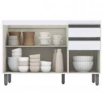 Balcão de Cozinha 3 Portas 2 Gavetas Branco B103 - Briz