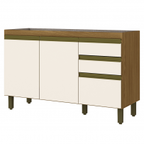 Balcão de Cozinha 3 Portas 2 Gavetas Nature/Off White B103 - Briz