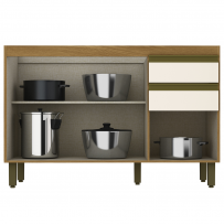 Balcão de Cozinha 3 Portas 2 Gavetas Nature/Off White B103 - Briz