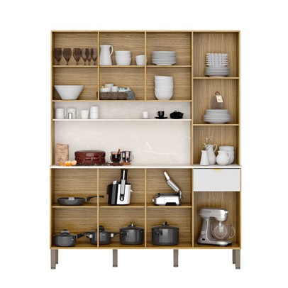 Cozinha Compacta Slow 8 Portas 1 Gaveta Freijó/ártico - Kits Paraná