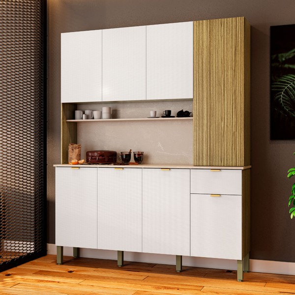 Cozinha Compacta Slow 8 Portas 1 Gaveta Freijó/ártico - Kits Paraná