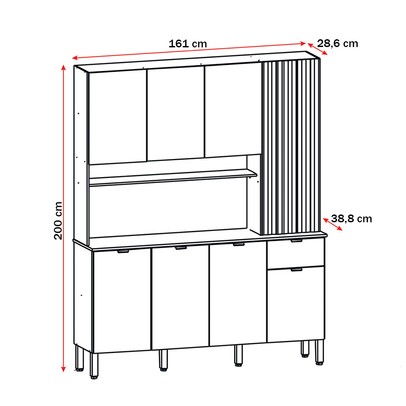 Cozinha Compacta Slow 8 Portas 1 Gaveta Soft - Kits Paraná