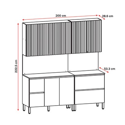 Cozinha Compacta Art 8 Portas 3 Gavetas Freijó/ártico - Kits Paraná