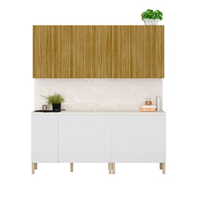 Cozinha Compacta Art 8 Portas 3 Gavetas Freijó/ártico - Kits Paraná