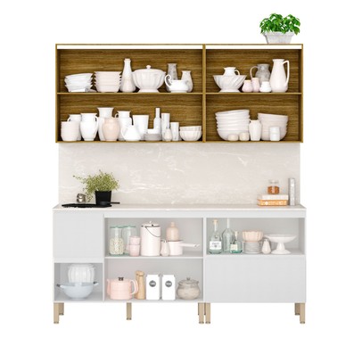 Cozinha Compacta Art 8 Portas 3 Gavetas Freijó/ártico - Kits Paraná