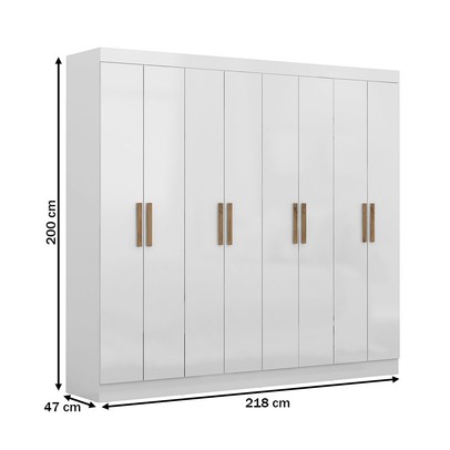 Guarda-Roupa Casal Holanda 8 Portas 4 Gavetas Branco - Maxel
