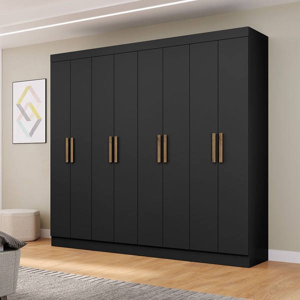 Guarda-Roupa Casal Holanda 8 Portas 4 Gavetas Preto - Maxel