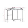 Balcão de Cozinha para Pia 120 Cm Art 3 Portas 2 Gavetas Vanilla - Kits Paraná
