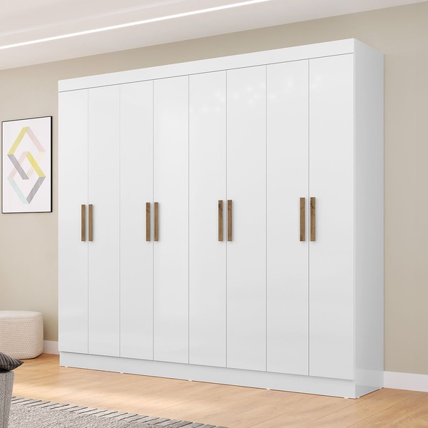 Guarda-Roupa Casal Liberdade 8 Portas 4 Gavetas Branco - Pnr Móveis