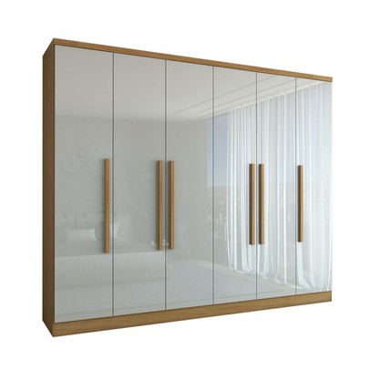 Guarda-Roupa Casal Velar 6 Portas 4 Gavetas Cinamomo/Off White - Panorama Móveis