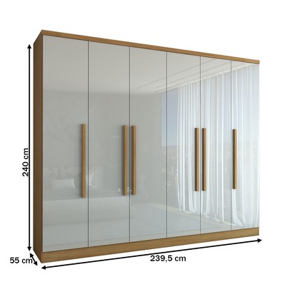 Guarda-Roupa Casal Velar 6 Portas 4 Gavetas Cinamomo/Off White - Panorama Móveis
