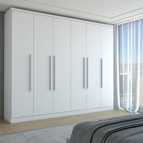 Guarda-Roupa Casal Velar 6 Portas 4 Gavetas Neve - Panorama Móveis