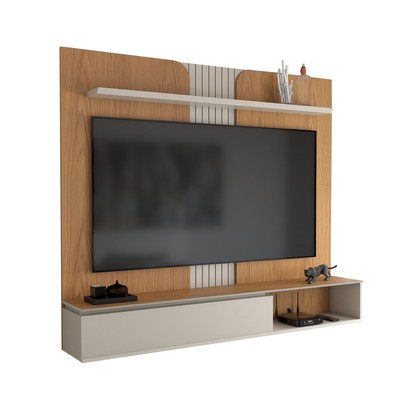 Painel para TV Até 65 Polegadas City 1 Porta Nature/Off White - Panorama Móveis