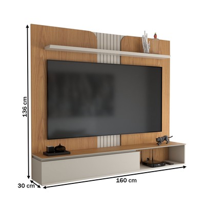 Painel para TV Até 65 Polegadas City 1 Porta Nature/Off White - Panorama Móveis