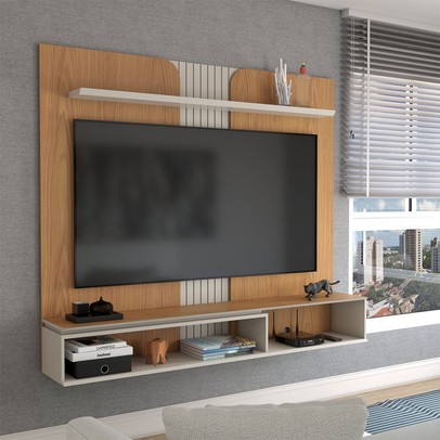 Painel para TV Até 65 Polegadas City 1 Porta Nature/Off White - Panorama Móveis