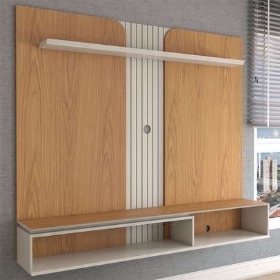Painel para TV Até 65 Polegadas City 1 Porta Nature/Off White - Panorama Móveis