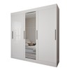 Guarda-Roupa Casal Katy 3 Portas 2 Gavetas com Espelho Branco - Pnr Móveis