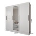 Guarda-Roupa Casal Katy 3 Portas 2 Gavetas com Espelho Branco - Pnr Móveis