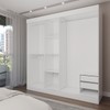 Guarda-Roupa Casal Katy 3 Portas 2 Gavetas com Espelho Branco - Pnr Móveis