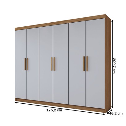 Guarda-Roupa Casal Aurora 6 Portas 2 Gavetas Marrocos/Off White - Panorama Móveis