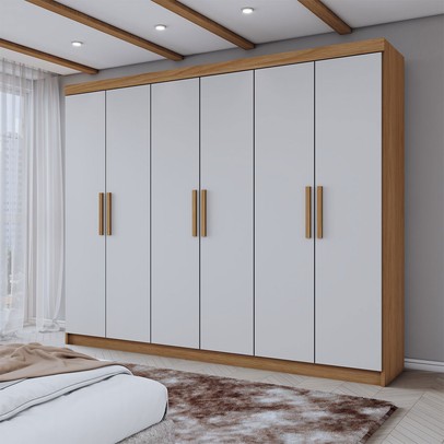 Guarda-Roupa Casal Aurora 6 Portas 2 Gavetas Marrocos/Off White - Panorama Móveis