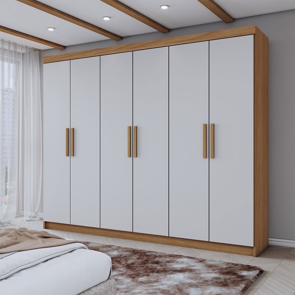 Guarda-Roupa Casal Aurora 6 Portas 2 Gavetas Marrocos/Off White - Panorama Móveis